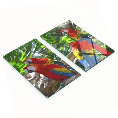 Multifunctionele decoratieve glazen keukenplanken met ara's en papegaaien, 2x30x52 cm