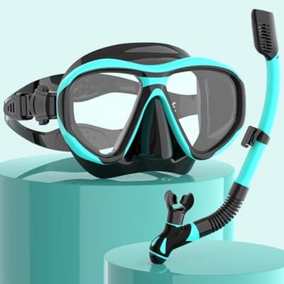 Snorkelmasker met droge snorkel voor volwassenen - panoramisch zicht en anti-condens