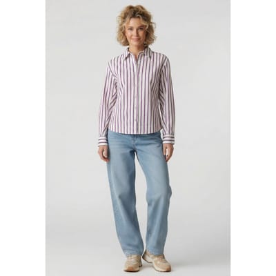 POM Amsterdam Blouse Striped Poplin Cream Größe: 34 | Longsleeves Outlet | Damen | Weiß