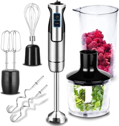 Staafmixer Set - Handmixer - Blender Set - Pureerstaf - Hakmolen - Keukenmachine - RVS - 3 in 1 - Mixer Accessoire - Soepen - Smoothies - Babyvoeding