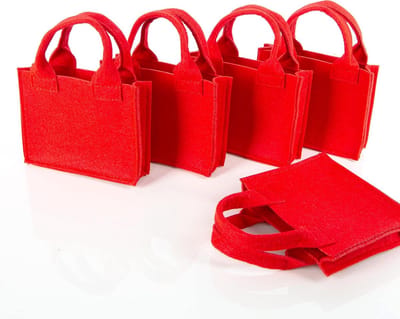 Rode vilten zakken - 5 stuks - 21 x 14 x 6 cm - Draagtas cadeautas - Om te vullen - Verpakking voor bruiloft en Moederdag - Cadeaus