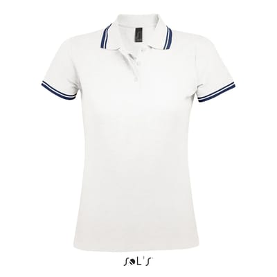SOL'S Women´s Polo Shirt Pasadena L586 - white/navy - XL