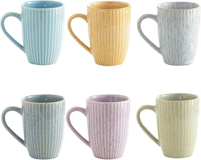 Set van 6 Grote Keramische Koffiemokken, Ideaal voor Latte, Thee en Cappuccino - Verkrijgbaar in Diverse Kleuren