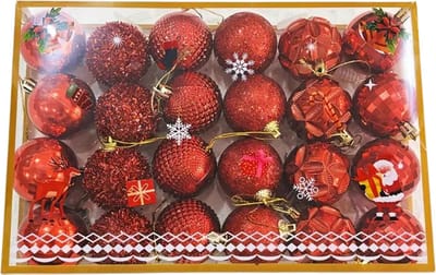 Livano Kerstballen - Kerstversiering - Plastic - Kerstballenset - Rood - 24 stuks