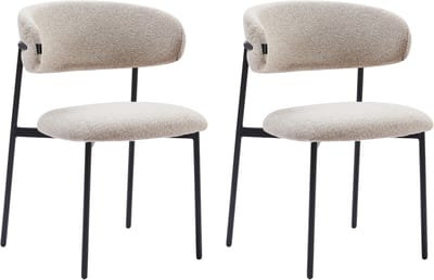 Colenis® - Daria Eetkamerstoelen Japandi - Set van 2 - Beige - Bouclé Stof - Luxe Gestoffeerde Zitting - Industrieel Design - Metalen Poten - Stof