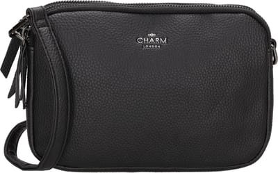 Charm London New York Schoudertas Dames - Handtas met verstelbare en afneembare schouderband - Tas van Imitatieleder - Zwart