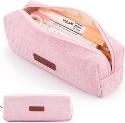 Ruime Pennenbak voor School, Geschikt voor Jongeren en Volwassenen, Ideaal als Cadeau voor de Eerste Schooldag, Roze Kleur, Duurzaam en Handig