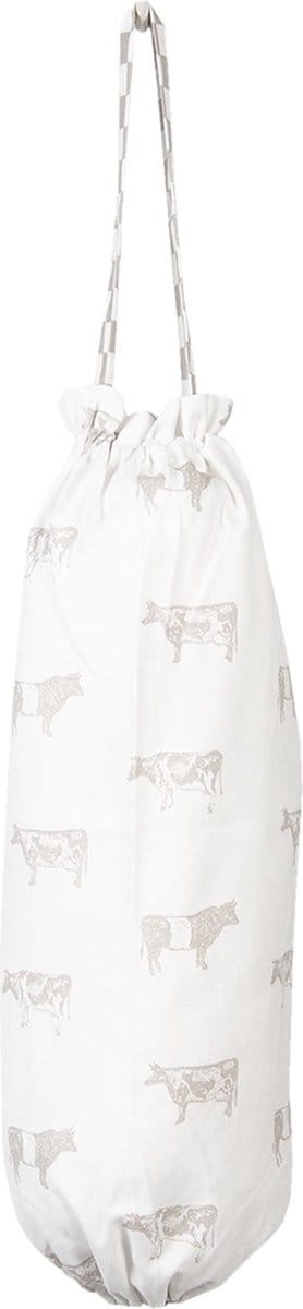 Clayre & Eef Tassenopberger 23x48 cm Beige Wit Katoen Koeien