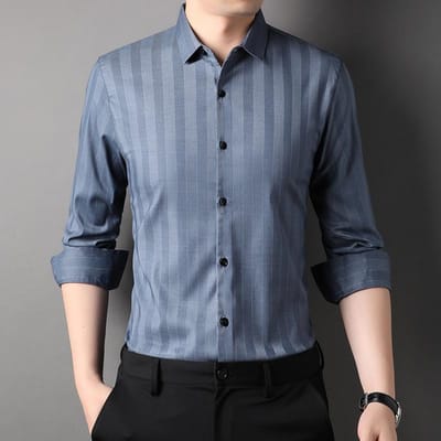 Mode Shirt met lange mouwen Heren Nieuw Herfst Casual Shirt Zakelijk Temperament Revers Knap Shirt 185/3XL