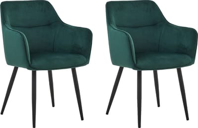 Colenis® - City Eetkamerstoel - Set Van 2 - Groen - Fluweel - Velvet - Industrieel - Stoel - Design - Armleuningen
