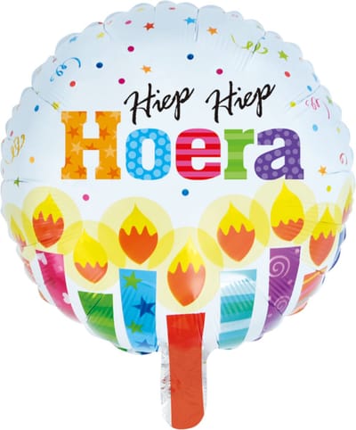 Folieballon - Hiep hiep hoera kaarsjes - 46cm - Zonder vulling