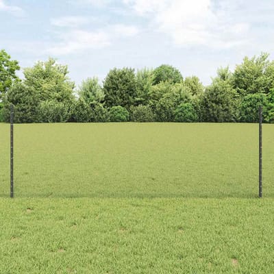 vidaXL - zeshoekig - gaasgek - met - palen - 10 - x - 0,8 - m - PVC-Coated - Staal - Grijs