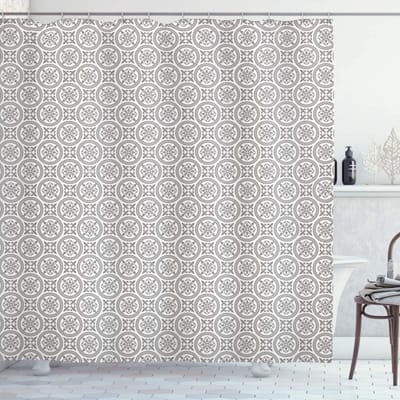 ABAKUHAUS Douchegordijn – Geometrisch Grijs-Wit, 175x220 cm, Wasbaar