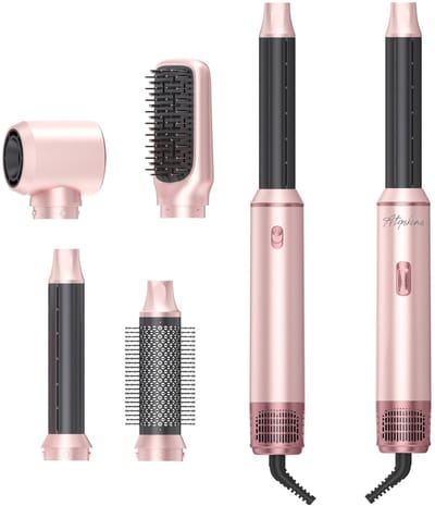 Deze 5-in-1 haarstylingtool is voorzien van een lcd-scherm en combineert een föhn, föhnkam, stijltang en krultang.