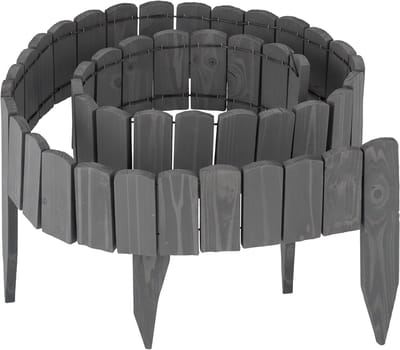Borderrand - 200x10 cm - flexibel - hout - donkergrijs