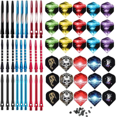 Dart Accessoires Set - Pijltjes Onderdelen - Precisie Werpen - Compleet Met O-ringen - Medium Aluminium - Kleurrijk