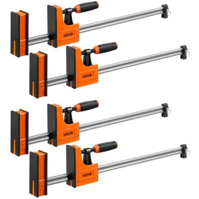 VEVOR Schroefklemmen, 4-Pack, Opening 60,96 cm, F-Klemmen, Klemkracht 680 Kg, 2-Weg Klem-/Spreidfunctie, Zachte Rubberen Voetjes, Koolstofstalen Stang, voor Hout- en Metaalbewerking