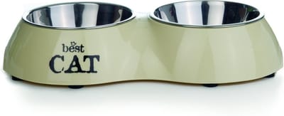Beeztees Best Cat - Dinerset Kat - Beige - 26,5x15x4,5 - 2x 160 ml