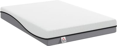 HOMCOM Matras-Gebreid stof, gel-memoryfoam-200L x 140B x 20H cm-Grijs