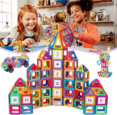 84 Stuks Magnetische Bouwstenen - Magnetische Tegels Voor Kinderen - STEM-Speelgoed Met Sterke Magneten - Educatieve Bouwstenen