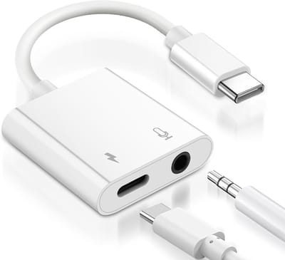 2-in-1 USB C naar Jack Adapter met PD 60W Snelladen, DAC Hi-Res Hoofdtelefoon Splitter voor iPhone, Samsung Galaxy en iPad