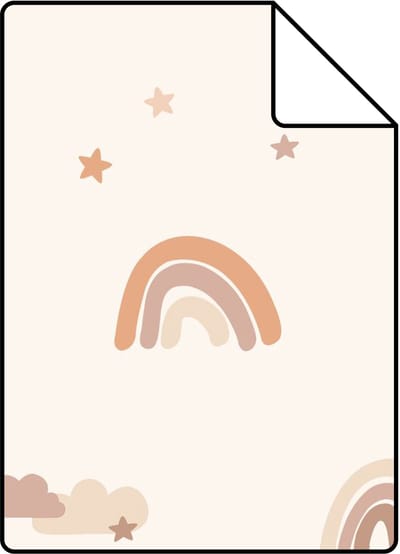 Proefstaal ESTAhome behang unicorns beige en licht terracotta - 26.5 x 21 cm - 131435-S