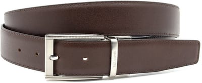Luxe reversibel riem bruin zwart - Heren riem - 3.5 cm breed - Leer - Draaibare riem - Casual - Maat 90