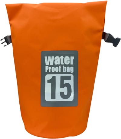 mijnSOS-Waterdichte-Tas-Rugtas-15Liter-Survival-Outdoor-Zak-Oranje-Zwemtas- Oprolbaar- Waterproof- Rugzak- Watersport- Duurzaam