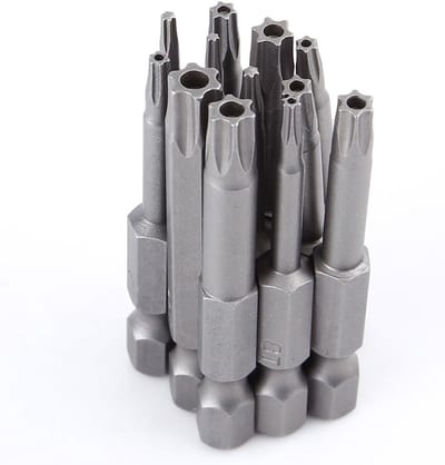 Set van 12 Torx Schroevendraaier Bits met Magnetische Kop - S2 Staal, Geschikt voor T5 T6 T7 T8 T9 T10, Ideaal voor Reparaties en Klussen