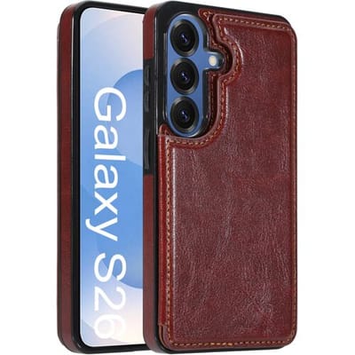 ShieldCase Wallet Case Hoesje - Geschikt voor Samsung Galaxy S26 Plus - Portemonnee Hoesje - Pasjeshouder - Bruin