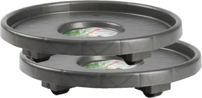 PlasticForte Plantenonderzetter - Set van 2x stuks - rond - 34 cm - antraciet - multiroller voor kamerplanten