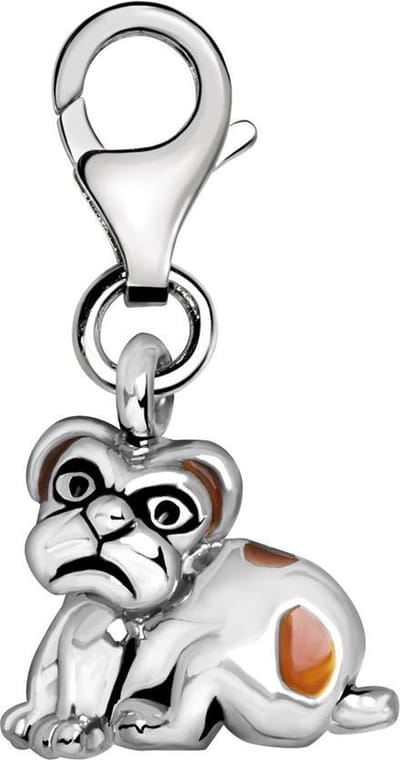 Quiges – Charm – Hanger - 3D Hond - Verzilverd - karabijnslot - geschikt - voor - Bedelarmband - QHC155