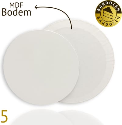 Bakdozen.nl Taartonderlegger Wit - Taart onderzetter - Herbruikbare Cake Boards - Rond - 5 stuks - 8 inch - 20 cm - MDF - Cakeboards