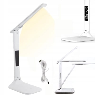 Multifunctionele LED-bureaulamp - met thermometer en kalender - 3 instelbare kleurtemperaturen - Antislip rubberen basis - Geschikt voor school, thuis en op kantoor