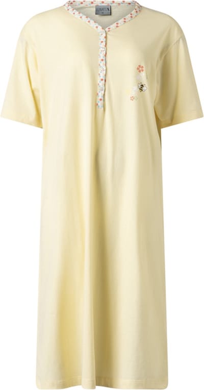 Lunatex - dames nachthemd 224163 - korte mouw - geel - maat M