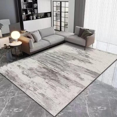 Vloerkleed Woondecoratie Modern Abstract Tapijt Antislip Zacht Laagpolig Keukentapijt Balkon Woonkamer (Lichtgrijs/Lvory, 200 x 250 cm)
