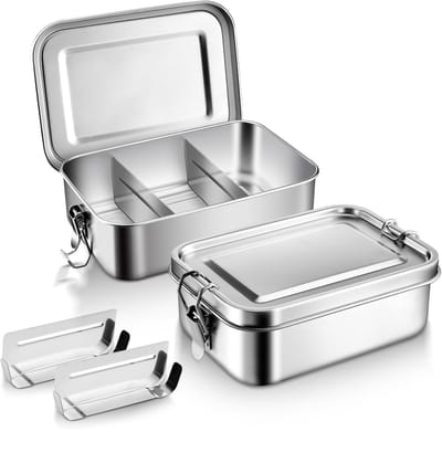 TTLUOKER®Bento Box Set 2-delig - 1400ml Lekdichte Lunchboxen voor Volwassenen & Kinderen - Geschikt voor Vriezer en Vaatwasser - Ideaal voor Kantoor, School of Picknick