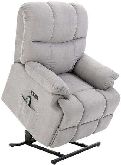Elektrische Massagestoel - Massagefauteuil met Liftfunctie - Sta-opstoel - 8 Vibratiekoppen - Kantelbaar tot 160° - tot 150 kg - met Afstandsbediening - Relaxfauteuil - Relaxstoel - TV stoel -Grijs