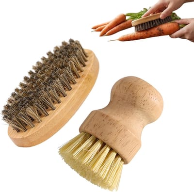 Set van 2 duurzame groentenborstels voor aardappels en paddenstoelen, ideaal voor de keuken, ergonomisch en gemakkelijk in gebruik