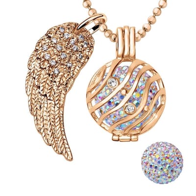 Engelenroeper 18mm Bolhouder met Ketting 90cm en Bolletje - Dames - Roségoudkleurig Golven - EBS18086