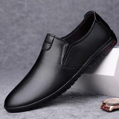 Heren leren schoenen herfst casual schoenen heren zachte zool ademend eenvoets schop bonenschoenen heren 41