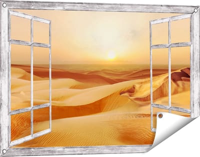 Gards Tuinposter Doorkijk Woestijn bij Zonsondergang in de Sahara - 90x60 cm - Tuindoek - Tuindecoratie - Wanddecoratie buiten - Tuinschilderij