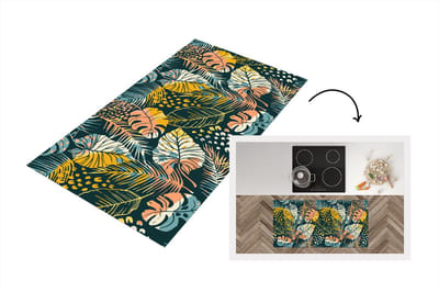 Keukenloper - Loper keuken - Tropische bladeren - Zomer - Patronen - 120x60 cm - Keukenloper vinyl