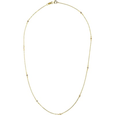 Collar afwisselend kabel ketting Diamonds 0,10 Cts Yellow Gold 18k