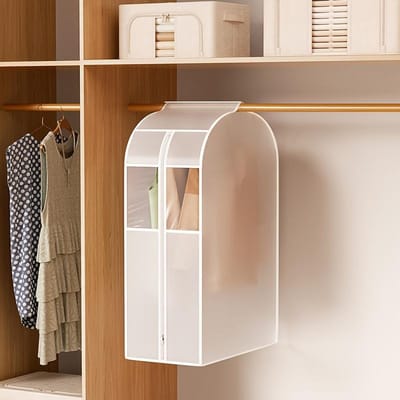 1 pièce Sac à vêtements transparent lavable Housse anti-poussière pour vêtements suspendus avec fermeture à bande magique, Organisateur de rangement en polyester pour la maison 90*30*60cm gray