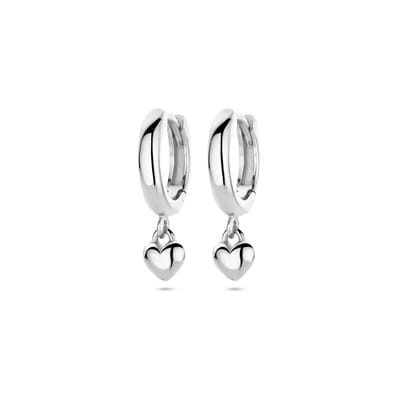 Zilver gerhodineerd klapoorringen hanger hartje 16 mm - 1339858