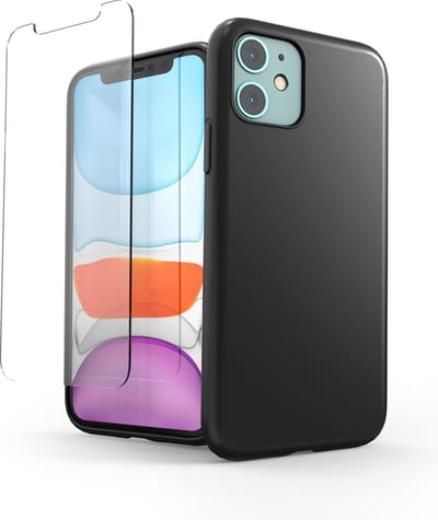 Telefoonhoesje Zwart Geschikt voor Iphone 11 Hoesje En Screenprotector Beschermglas