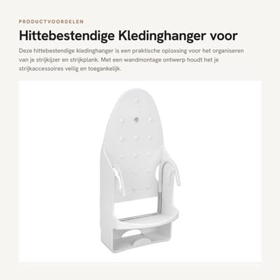 Kledinghanger 2-in-1 - Hittebestendig - Wandmontage - Strijkijzer Houder - Strijkplank Beugel - IJzeren Organisatiehulp - Strijkijzerhouder