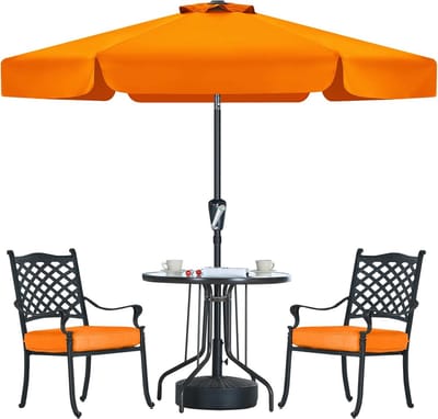 Parasol met volant, terrasparasol, 230 cm, terrasparasol, tafelscherm, martkscherm, oranje