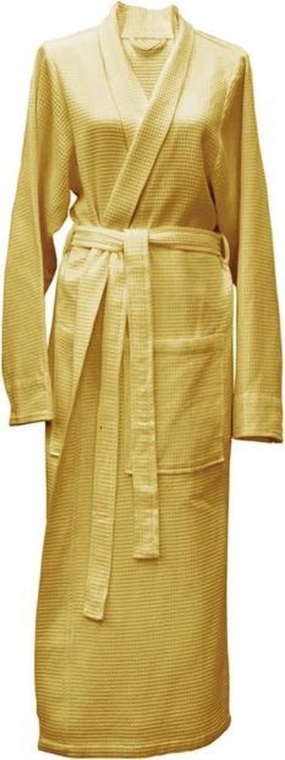 Heckett & Lane luxe waffelstructuur katoen badjas - s - geel